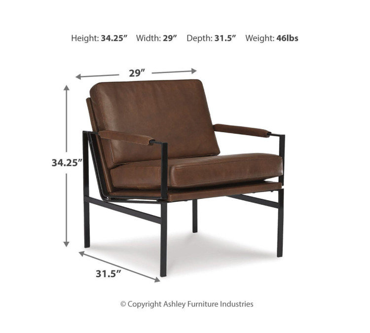Puckman Accent Chair - Brown/Silver Finish