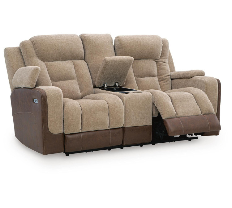 Ultimax Power Reclining Loveseat with Console - Brownstone