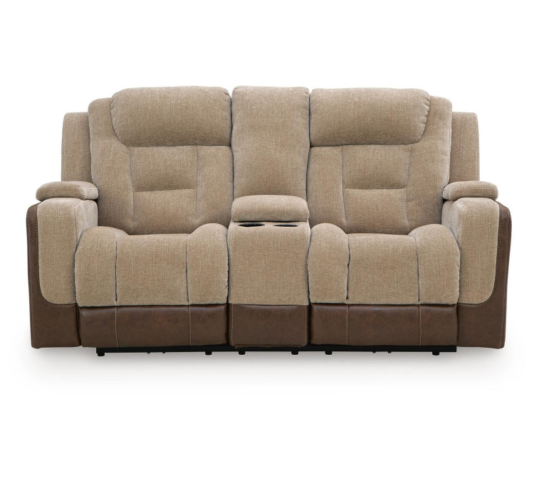 Ultimax Power Reclining Loveseat with Console - Brownstone