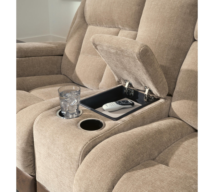 Ultimax Power Reclining Loveseat with Console - Brownstone