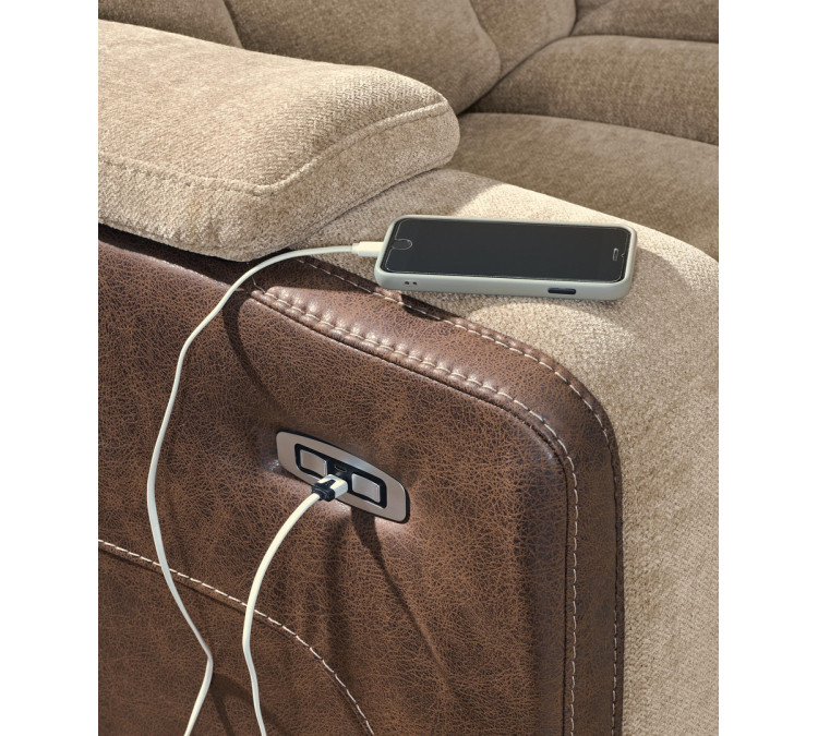 Ultimax Power Reclining Loveseat with Console - Brownstone