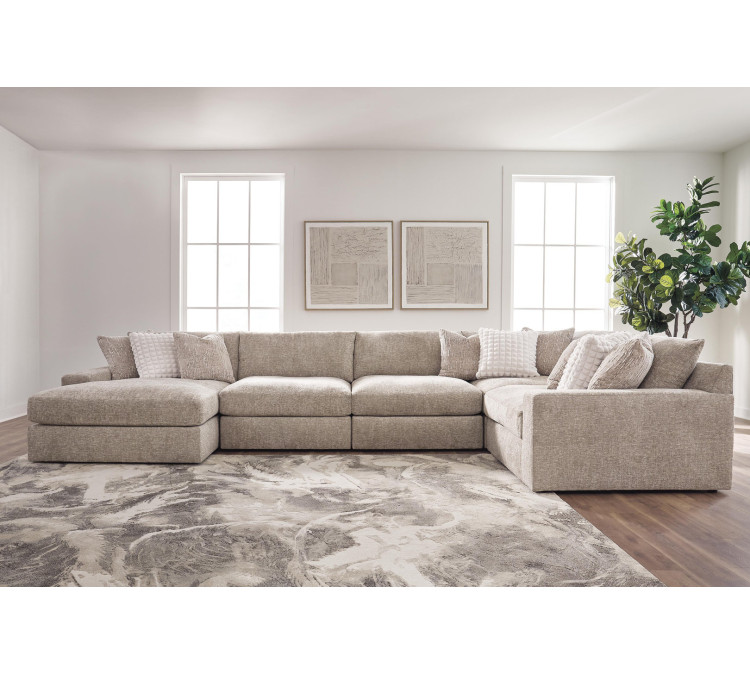 Reston Cove 5-Piece Sectional with Chaise - Burlap