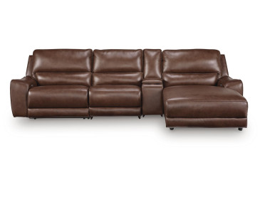 Silverbrooke 4-Piece Reclining Sectional with Chaise and Storage Console - Canyon