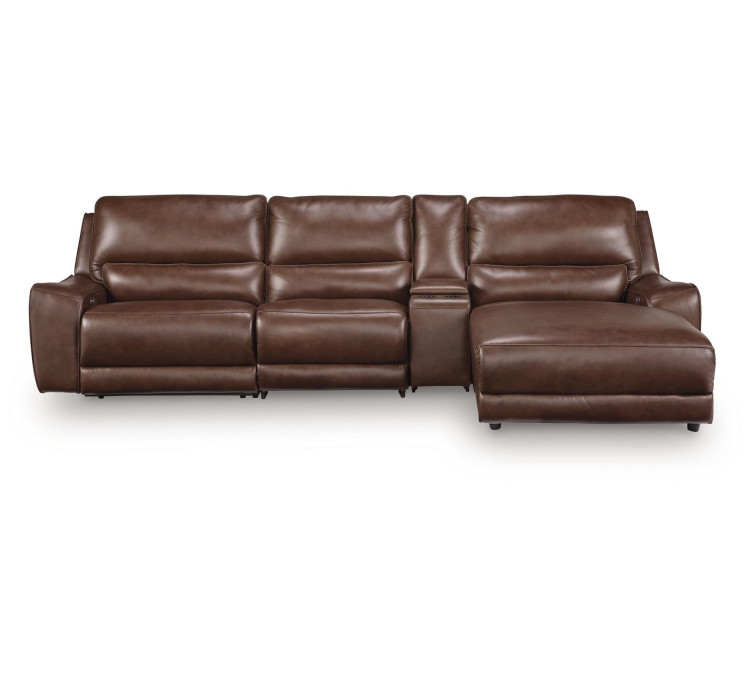 Silverbrooke 4-Piece Reclining Sectional with Chaise and Storage Console - Canyon