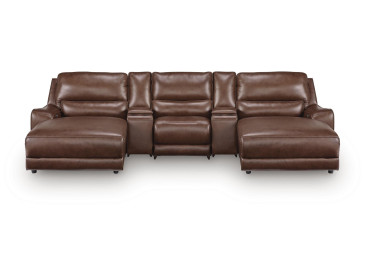 Silverbrooke 5-Piece Reclining Sectional with Double Chaise and Storage Consoles - Canyon