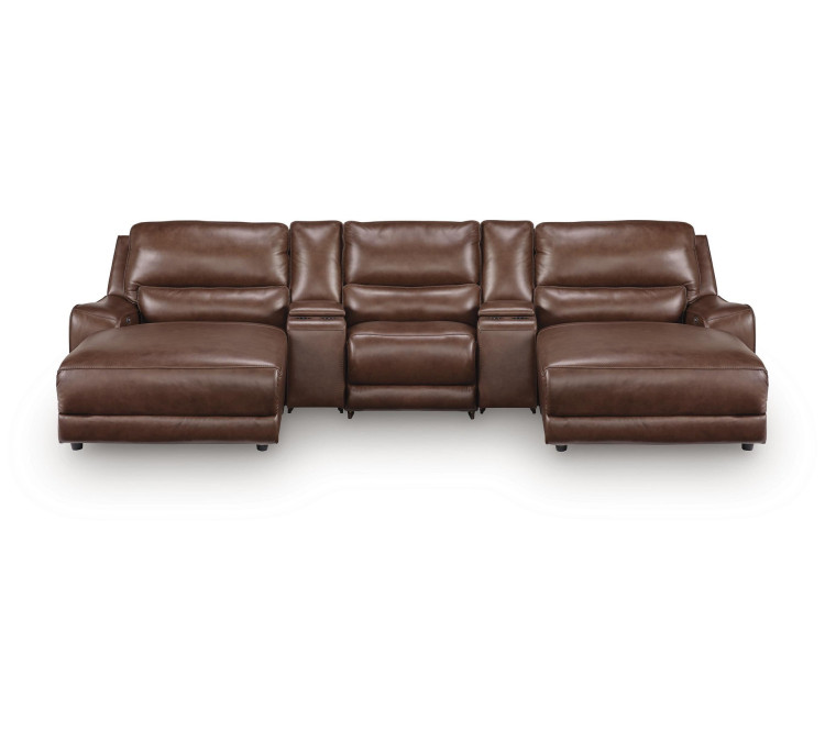 Silverbrooke 5-Piece Reclining Sectional with Double Chaise and Storage Consoles - Canyon