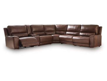 Silverbrooke 6-Piece Reclining Sectional with Storage Console - Canyon