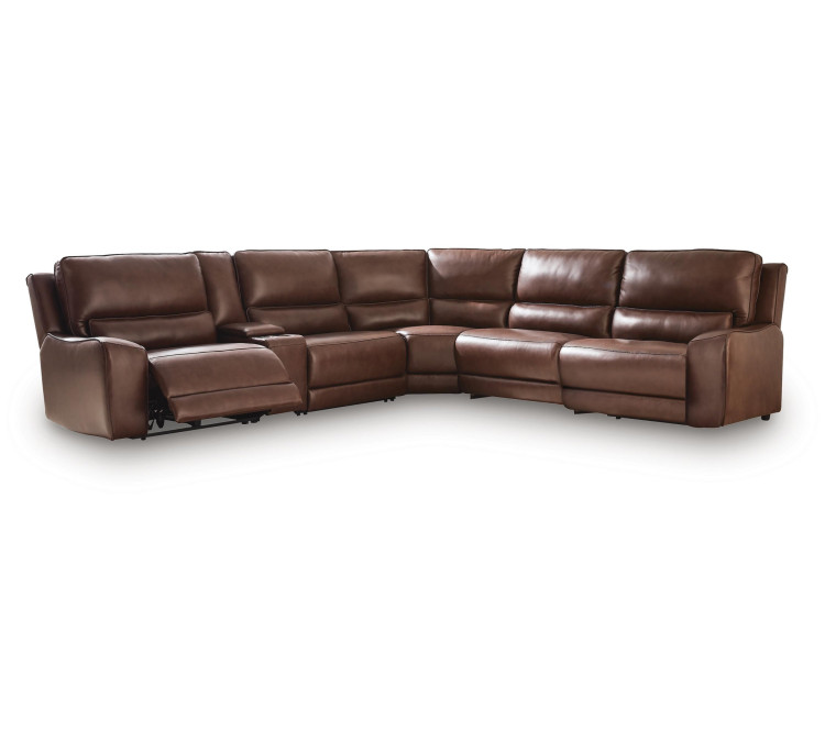 Silverbrooke 6-Piece Reclining Sectional with Storage Console - Canyon