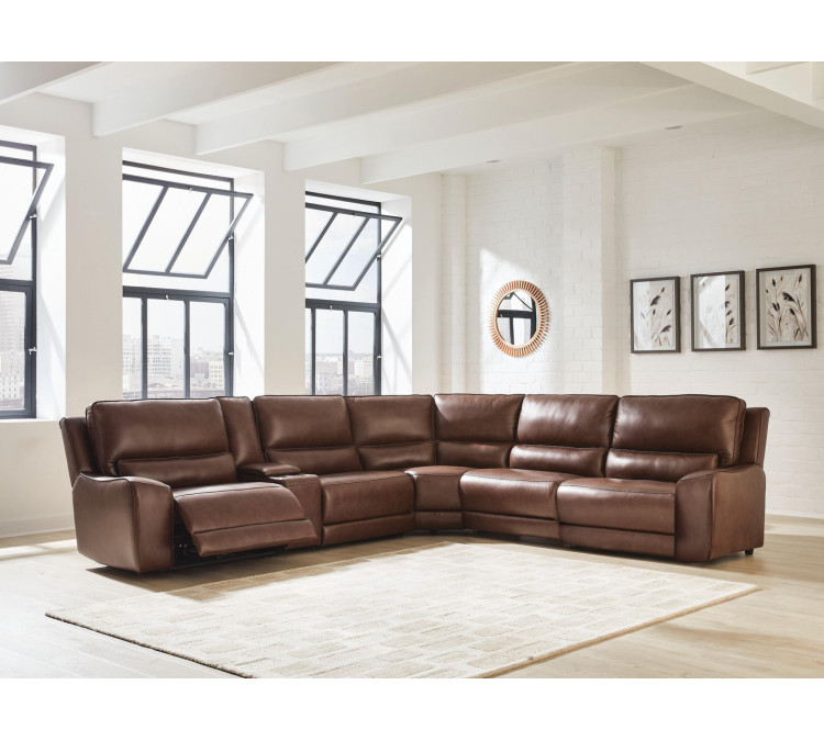 Silverbrooke 6-Piece Reclining Sectional with Storage Console - Canyon