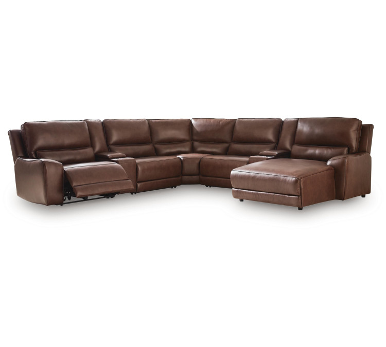 Silverbrooke 7-Piece Reclining Sectional with Chaise and Storage Consoles - Canyon