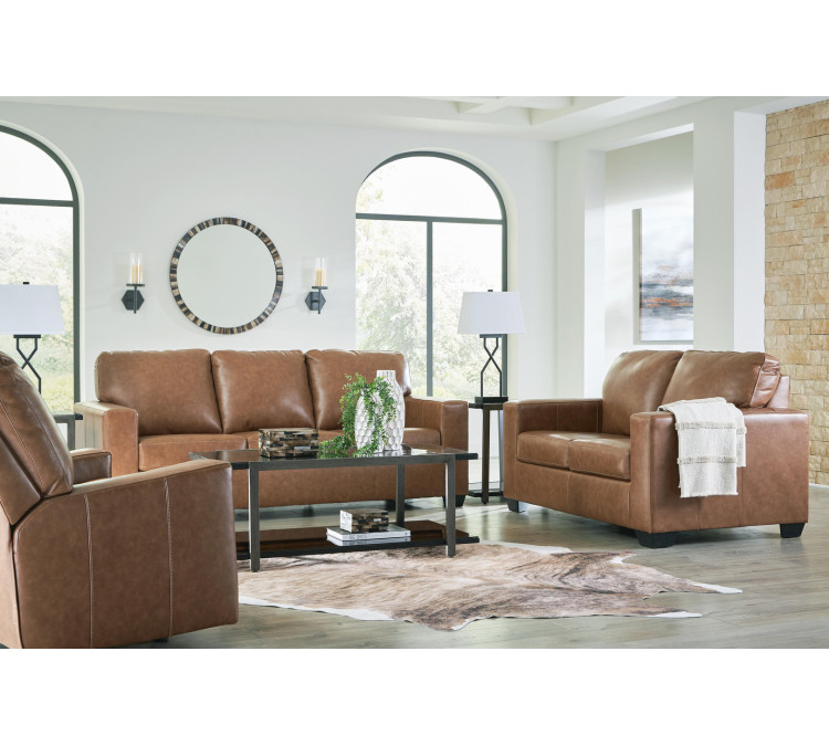 Bolsena Sofa, Loveseat and Recliner - Caramel