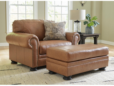 Carianna Chair and Ottoman - Caramel