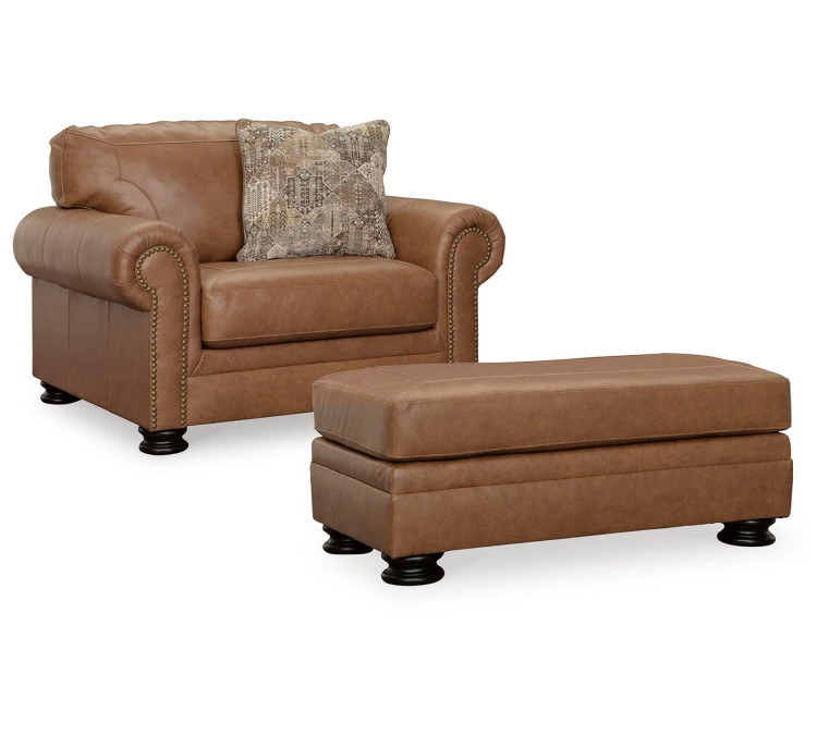 Carianna Chair and Ottoman - Caramel