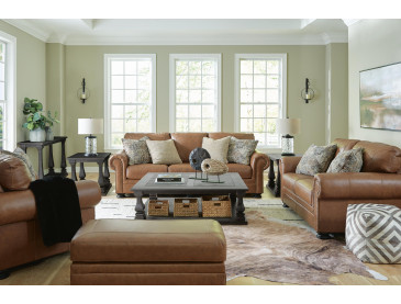 Carianna Sofa, Loveseat, Chair and Ottoman - Caramel