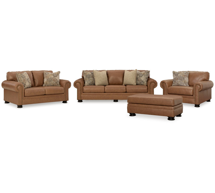 Carianna Sofa, Loveseat, Chair and Ottoman - Caramel