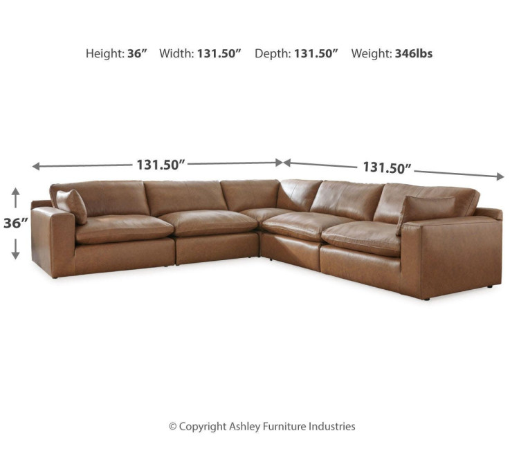 Emilia 5-Piece Sectional - Caramel