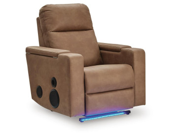 Flinlock Power Glider Recliner with Audio System - Caramel
