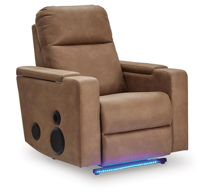 Flinlock Power Glider Recliner with Audio System - Caramel