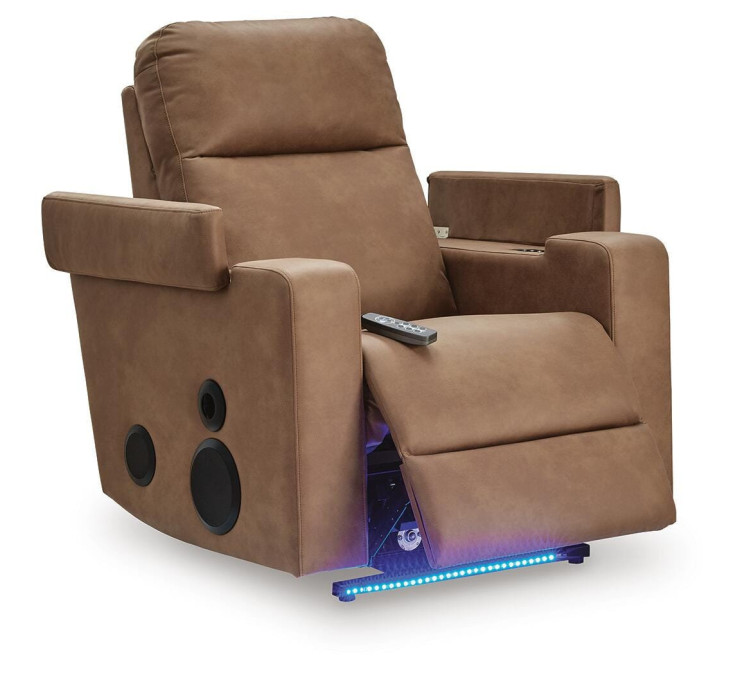 Flinlock Power Glider Recliner with Audio System - Caramel