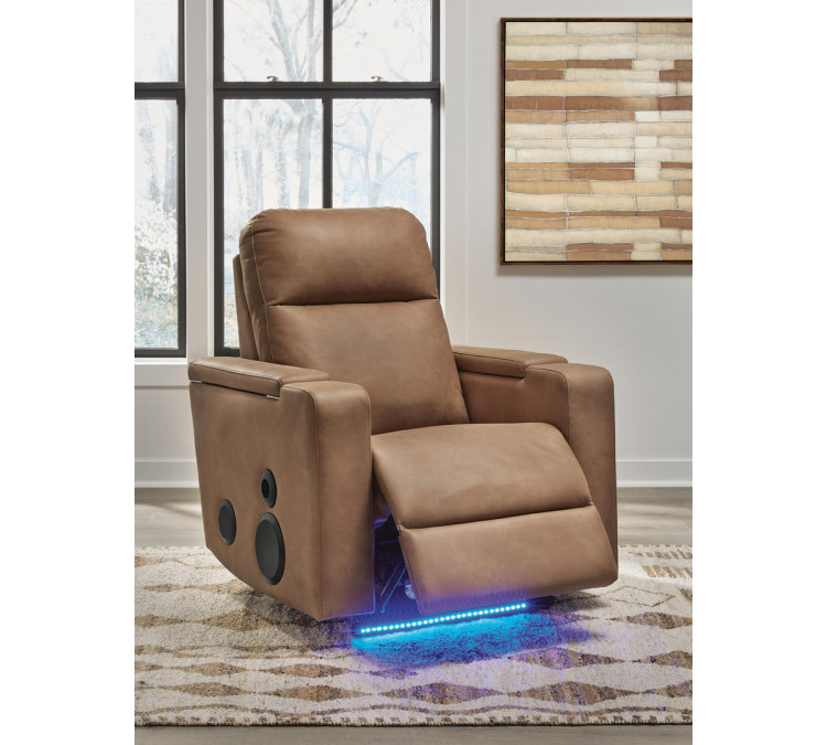 Flinlock Power Glider Recliner with Audio System - Caramel