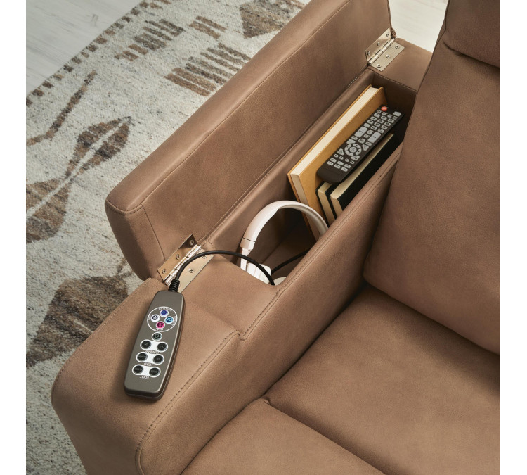Flinlock Power Glider Recliner with Audio System - Caramel