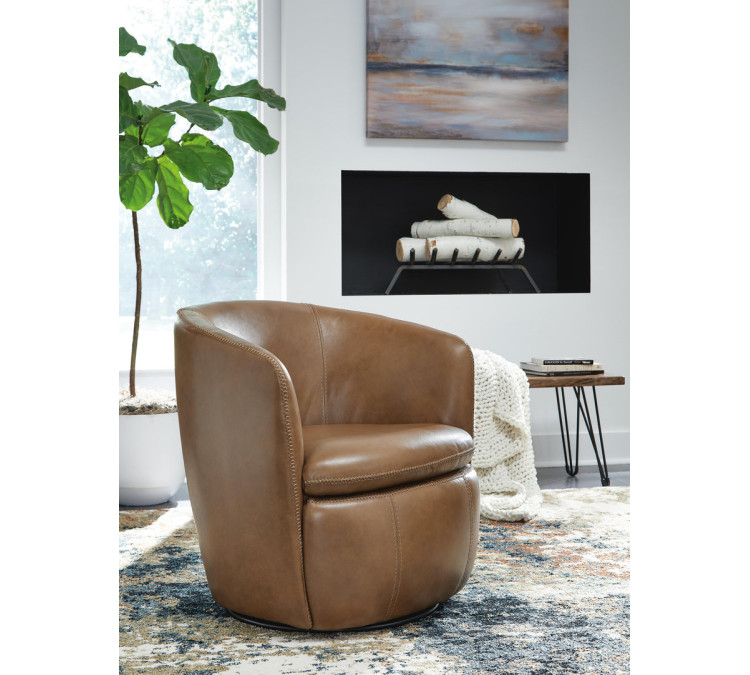 Kierreys Swivel Accent Chair - Caramel
