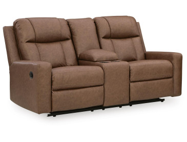 Mackmenville Reclining Loveseat with Console - Caramel