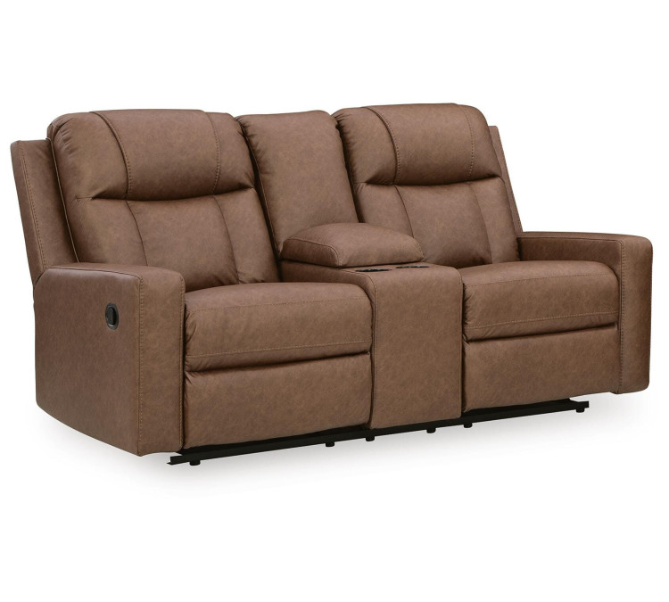 Mackmenville Reclining Loveseat with Console - Caramel