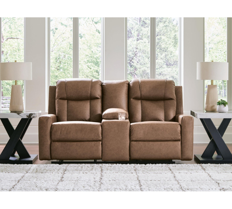 Mackmenville Reclining Loveseat with Console - Caramel