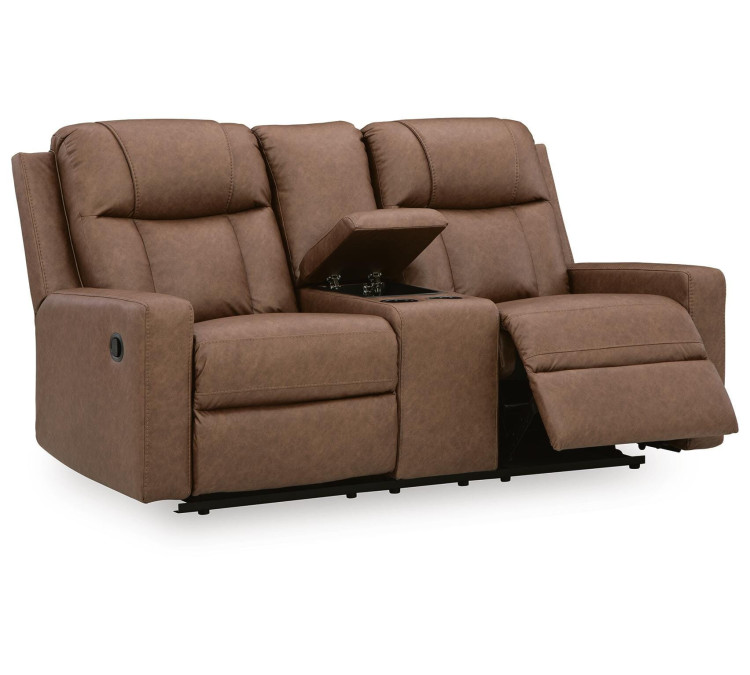 Mackmenville Reclining Loveseat with Console - Caramel