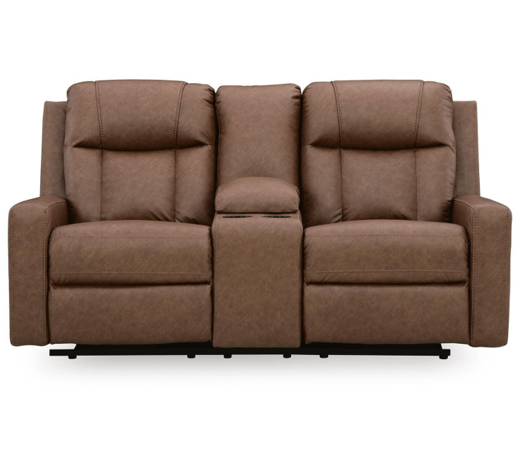 Mackmenville Reclining Loveseat with Console - Caramel