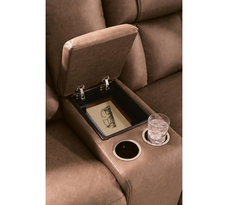 Mackmenville Reclining Loveseat with Console - Caramel