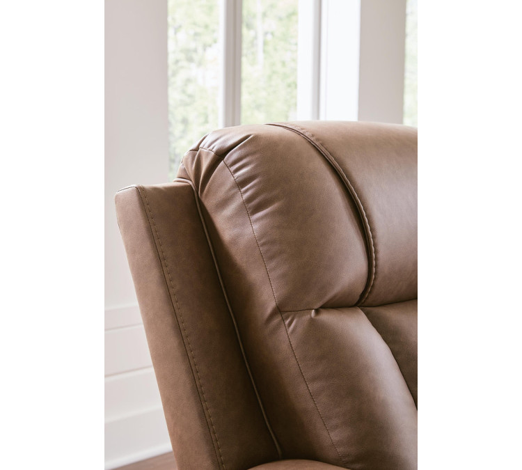 Mackmenville Reclining Sofa and Reclining Loveseat with Console - Caramel