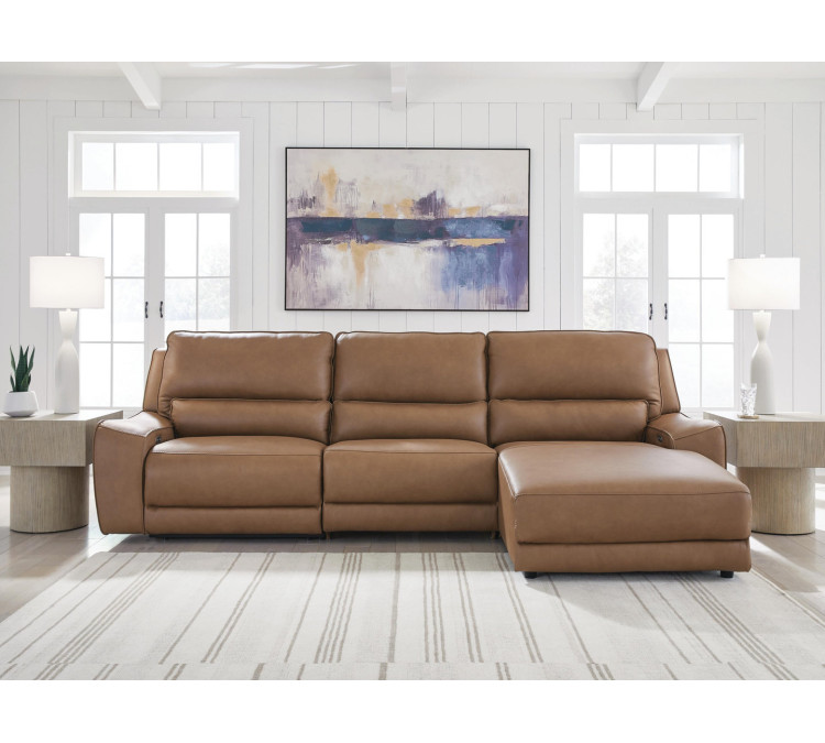 Silverbrooke 3-Piece Reclining Sofa Chaise - Caramel