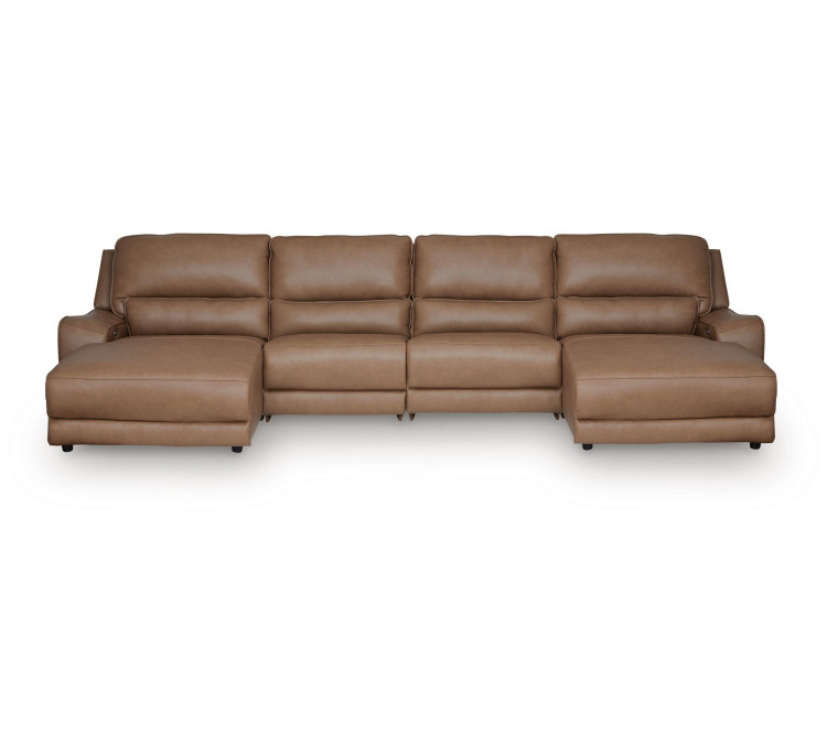 Silverbrooke 4-Piece Power Reclining Sectional with Chaise - Caramel