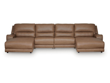 Silverbrooke 4-Piece Reclining Sectional with Double Chaise - Caramel