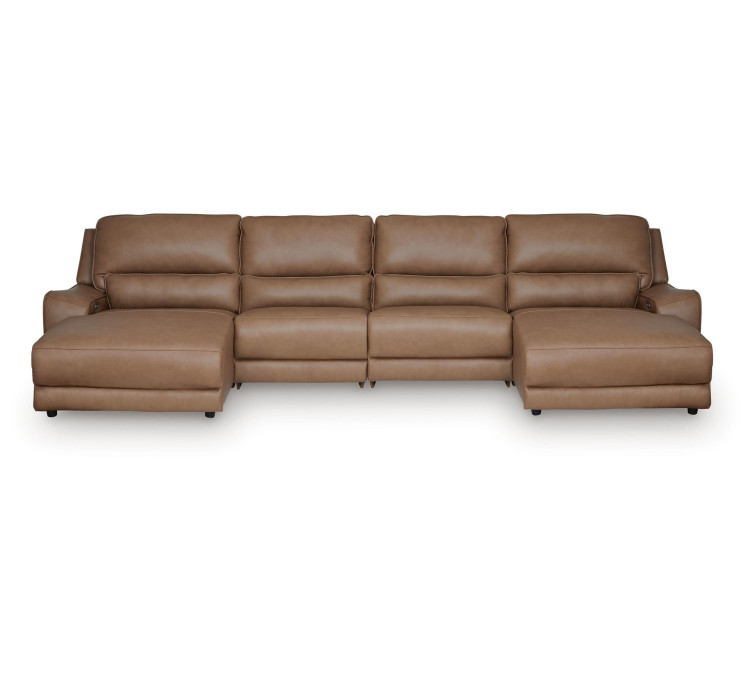 Silverbrooke 4-Piece Reclining Sectional with Double Chaise - Caramel