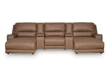 Silverbrooke 5-Piece Power Reclining Sectional with Chaise - Caramel