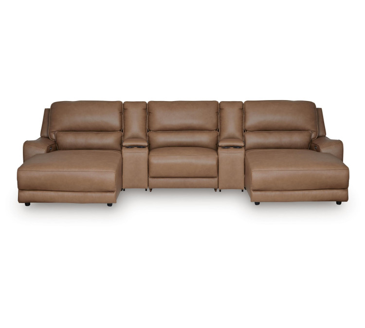 Silverbrooke 5-Piece Power Reclining Sectional with Chaise - Caramel