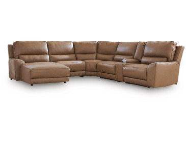 Silverbrooke 6-Piece Power Reclining Sectional with Chaise - Caramel
