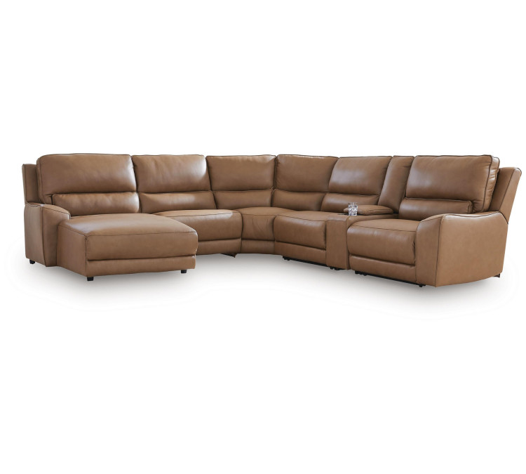 Silverbrooke 6-Piece Power Reclining Sectional with Chaise - Caramel