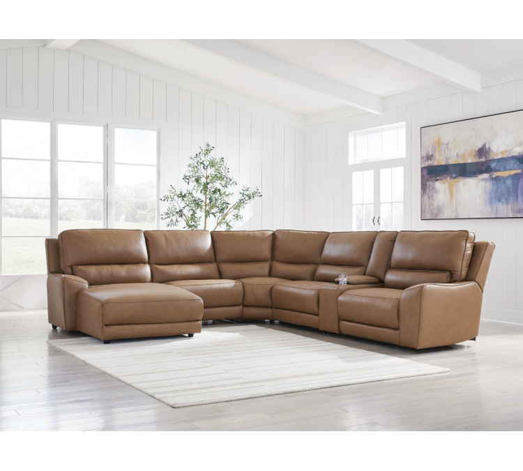 Silverbrooke 6-Piece Power Reclining Sectional with Chaise - Caramel