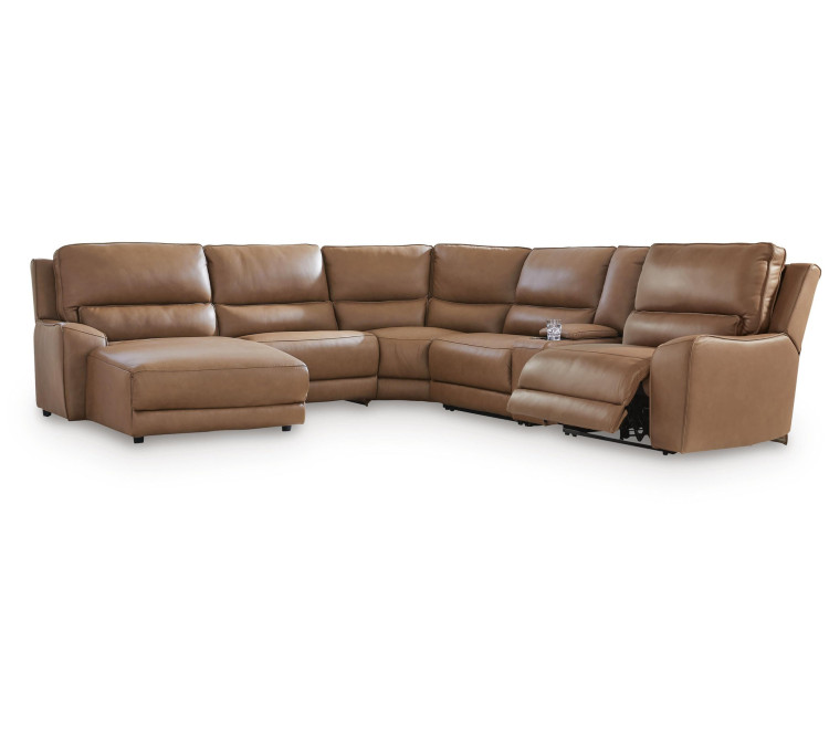 Silverbrooke 6-Piece Power Reclining Sectional with Chaise - Caramel