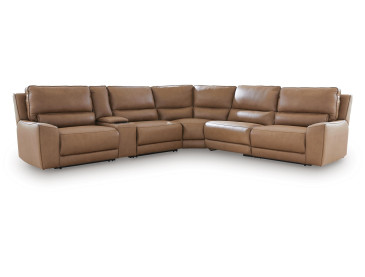 Silverbrooke 6-Piece Reclining Sectional with Storage Console - Caramel