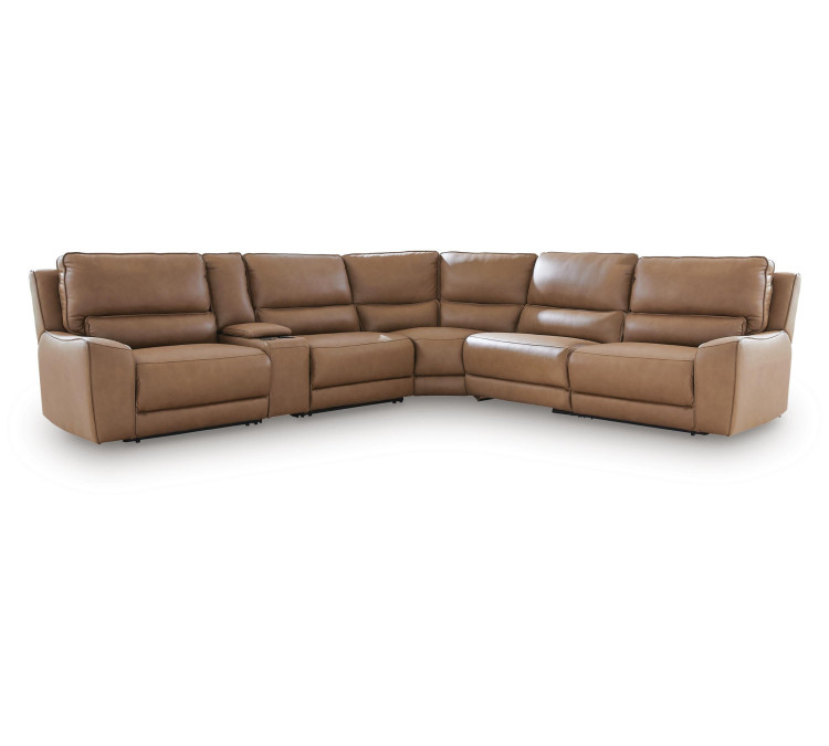 Silverbrooke 6-Piece Reclining Sectional with Storage Console - Caramel