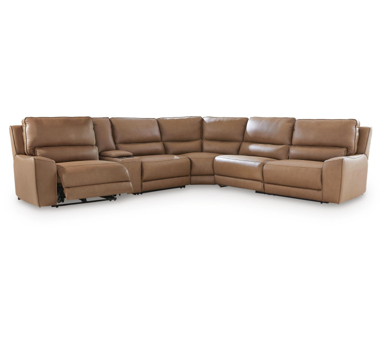 Silverbrooke 6-Piece Reclining Sectional with Storage Console - Caramel