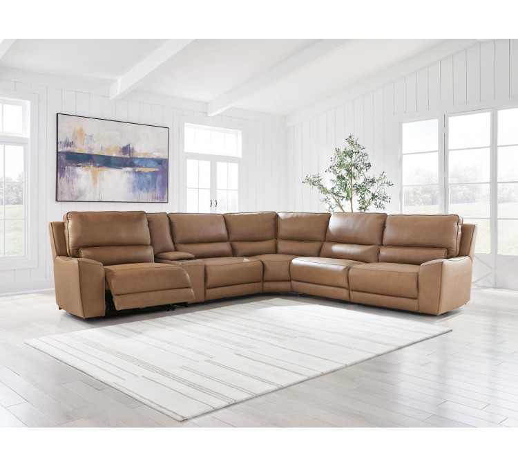 Silverbrooke 6-Piece Reclining Sectional with Storage Console - Caramel