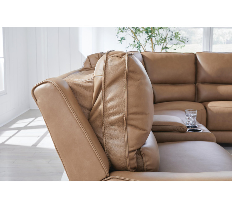 Silverbrooke 6-Piece Reclining Sectional with Storage Console - Caramel