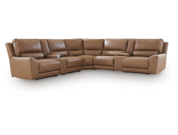 Silverbrooke 7-Piece Reclining Sectional with Storage Consoles - Caramel