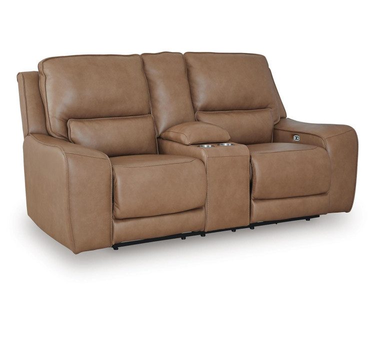 Silverbrooke Power Reclining Loveseat with Console - Caramel
